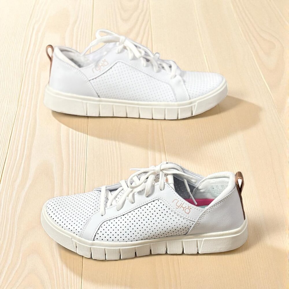 Ryka Hayden White Clean Lace Up Sneakers Tennis Shoes Athleisure Everyday Wear - Picture 2 of 7